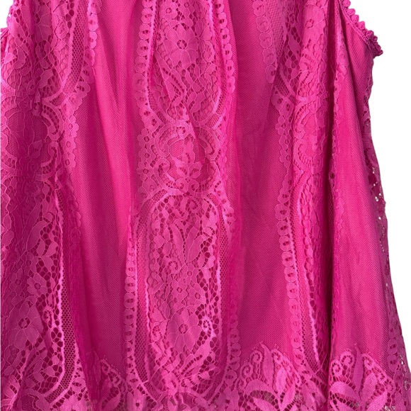 NY Collection Vibrant Pink Lace Sleeveless Blouse Size Large EUC - Picture 2 of 7